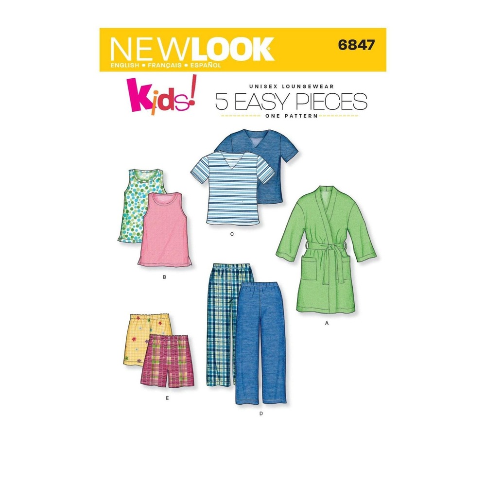 New Look Sewing Pattern‎ 6847 Child Unisex Pajamas Robe Size 3-8
